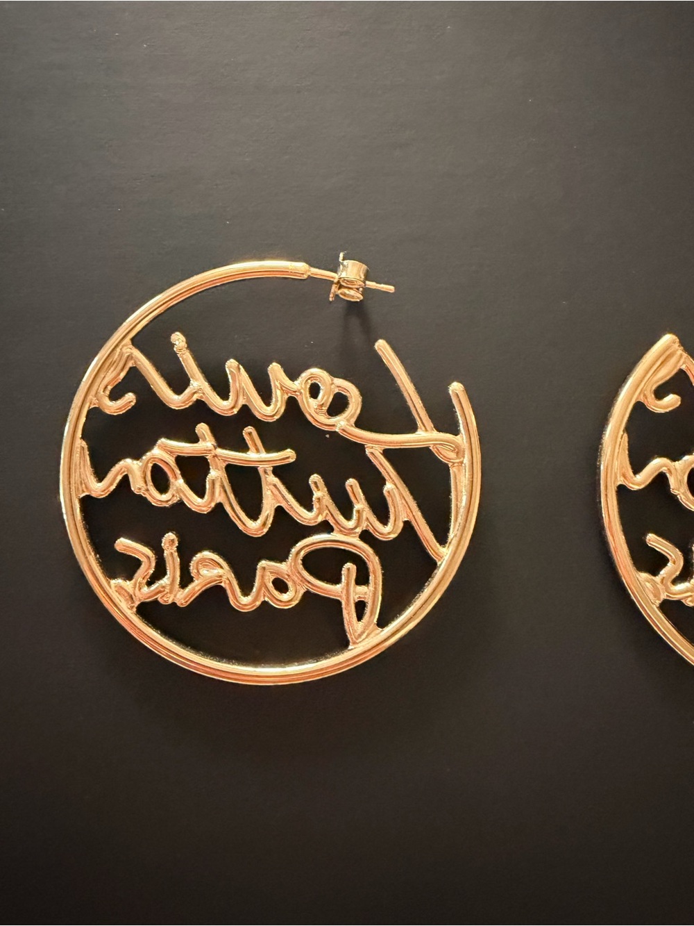 Louis Vuitton Gold Script Circle Hoop Earrings - Picture 7 of 8